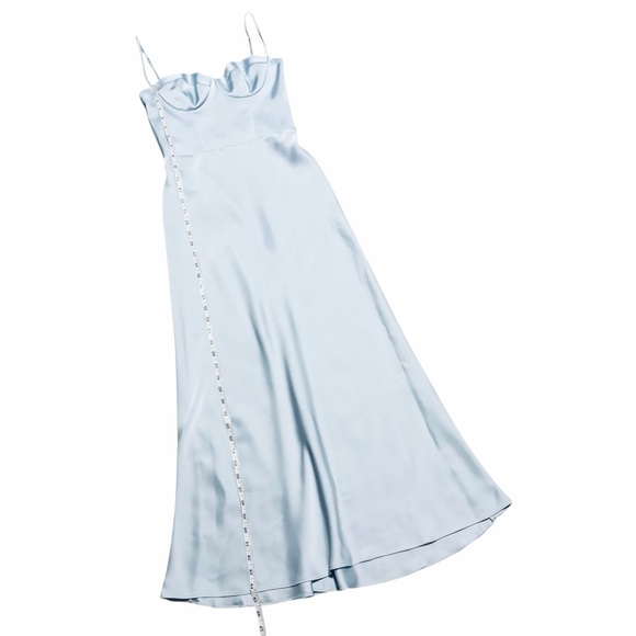 KATIE MAY x REVOLVE NWT Celestial Blue Satin Flora Midi Dress XS - Picture 12 of 15